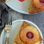 A pinterest image of the pineapple upside down cake.
