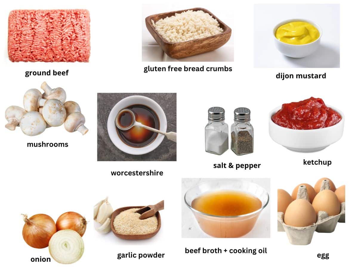 Photos of the salisbury steak ingredients.