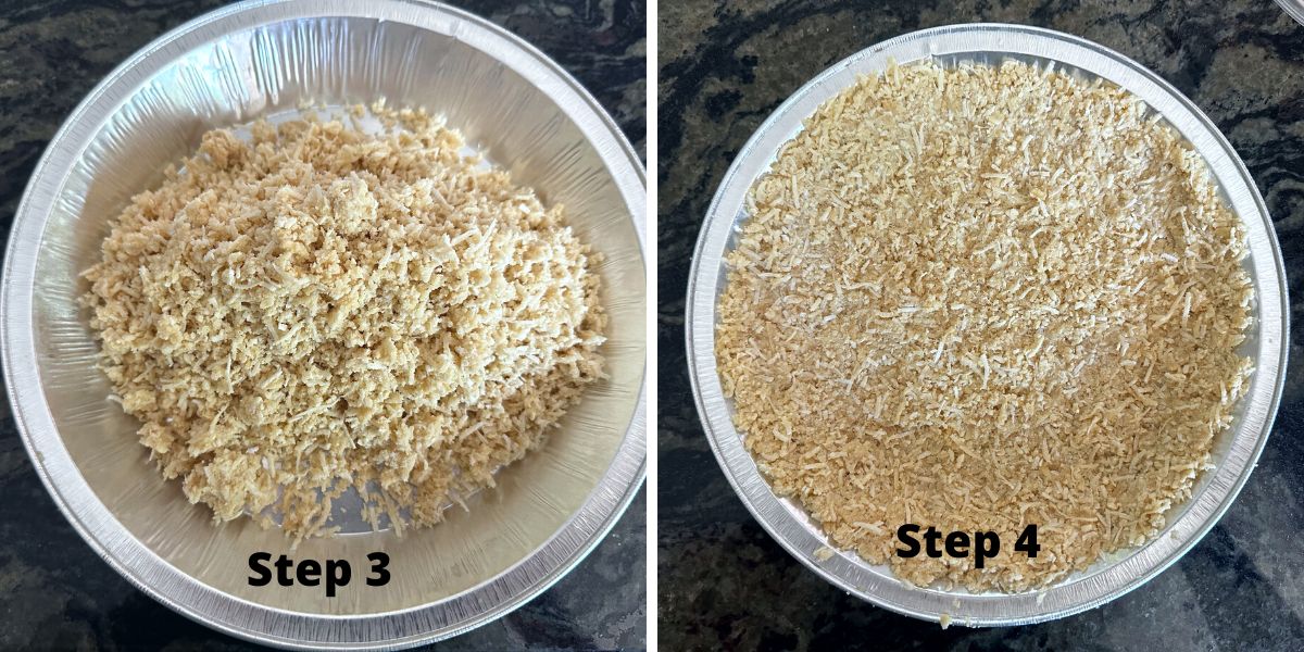 Photos of steps 3 and 4 making the crust.