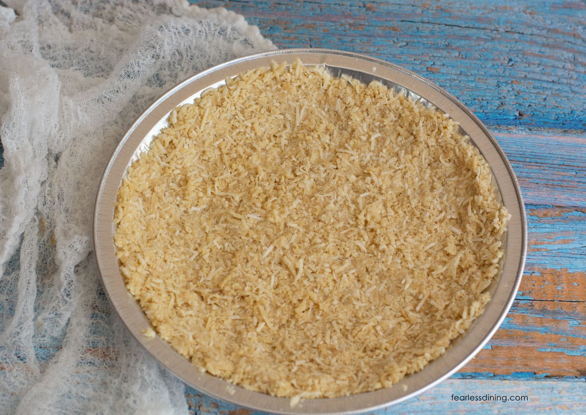 A photo of the finished pie crust on a table.