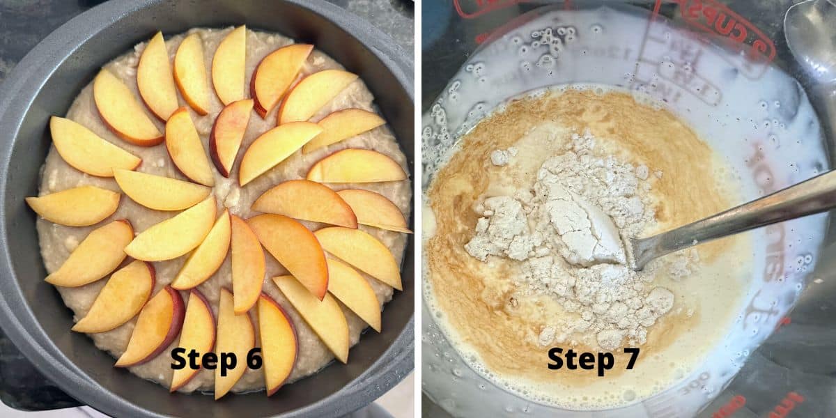 Photos of steps 6 and 7 making kuchen.