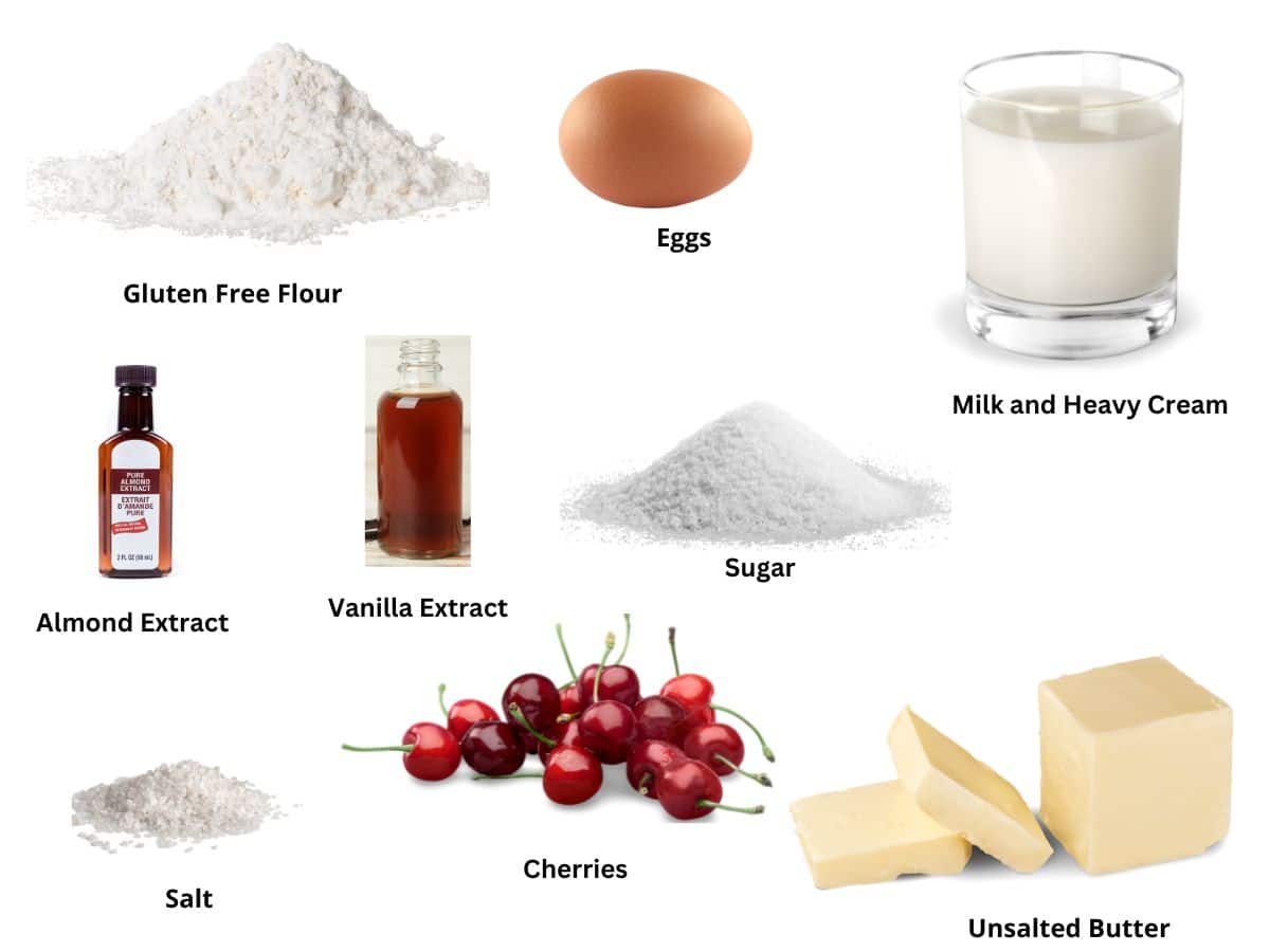 Photos of the clafoutis ingredients.