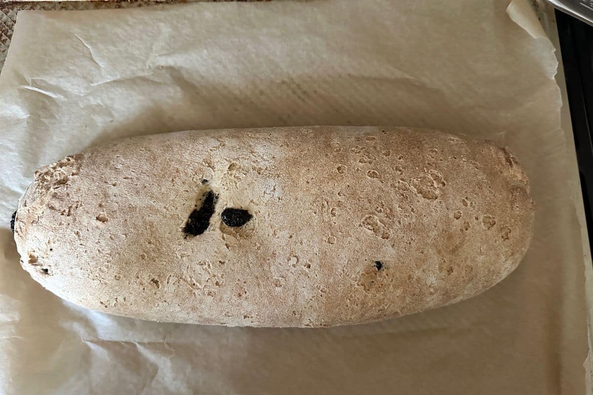 The baked poppy seed roll.