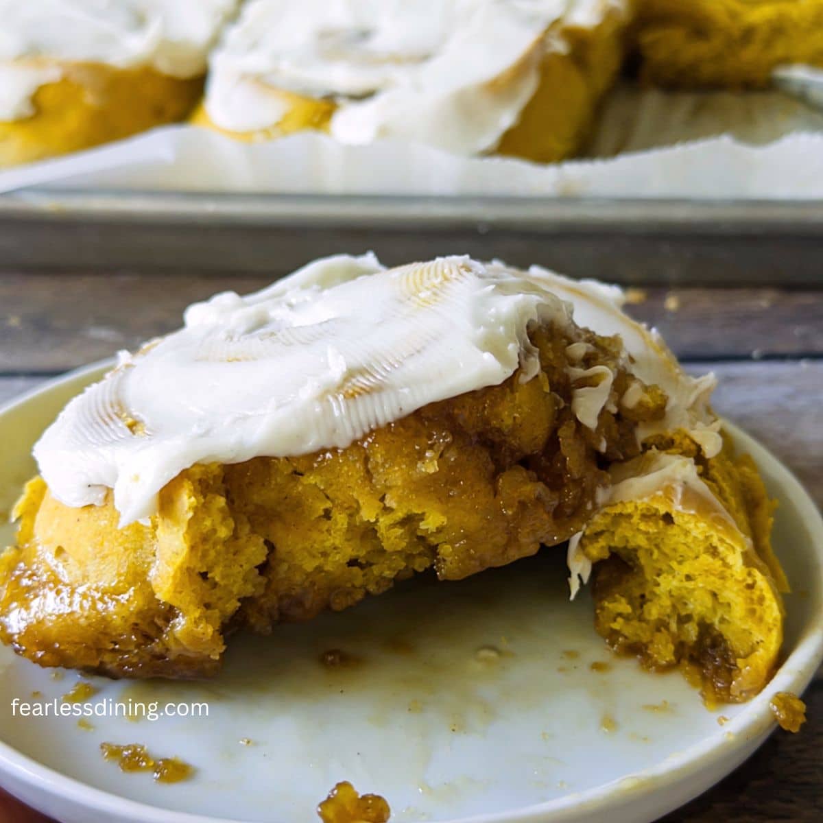The inside of the pumpkin cinnamon roll.