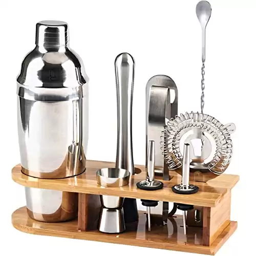 Mixology Bartender Kit: Cocktail Shaker Set with Stand | Premium Stainless Steel Bar Tools