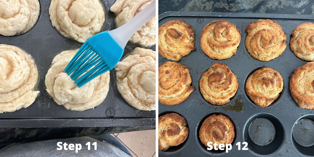 Photos of steps 11 and 12 making cruffins.