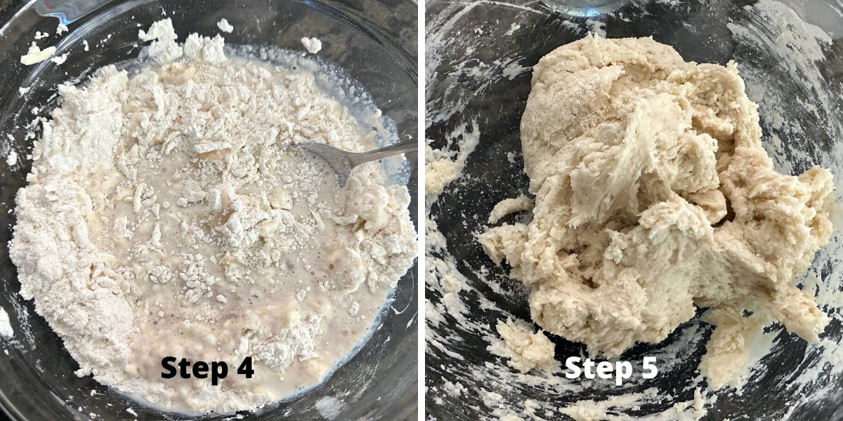 Photos of steps 4 and 5 making cruffins.