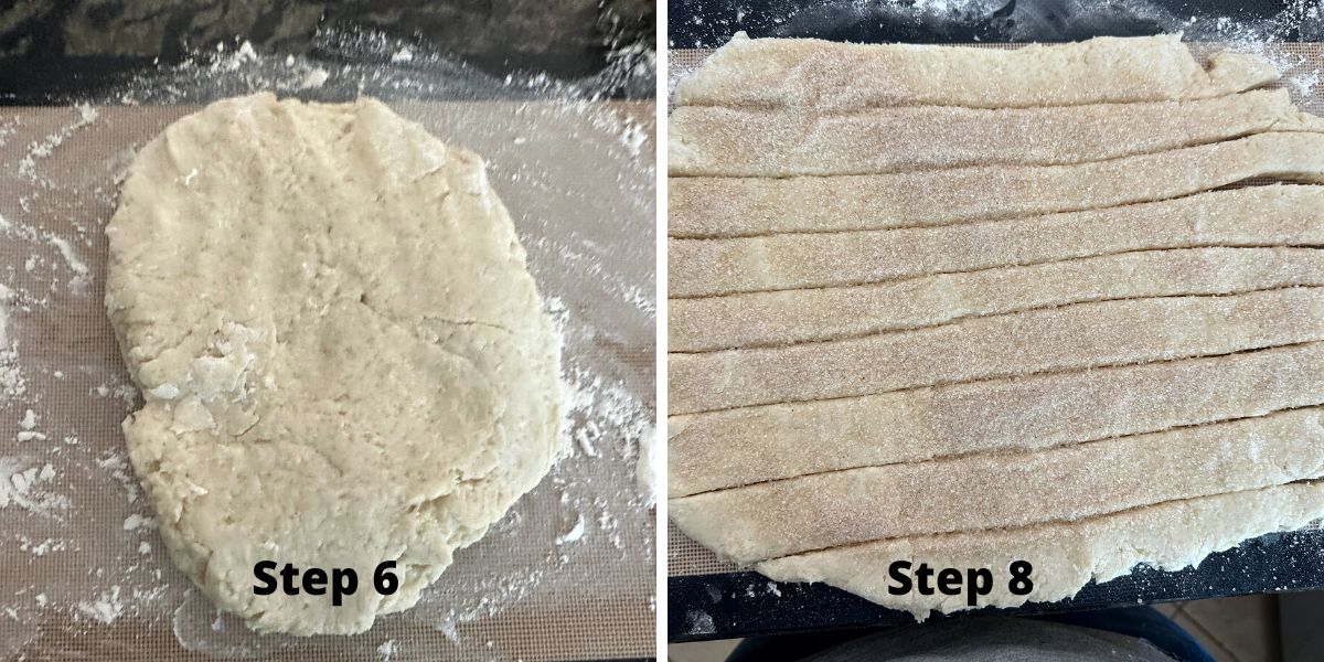 Photos of steps 6 and 8 making cruffins.
