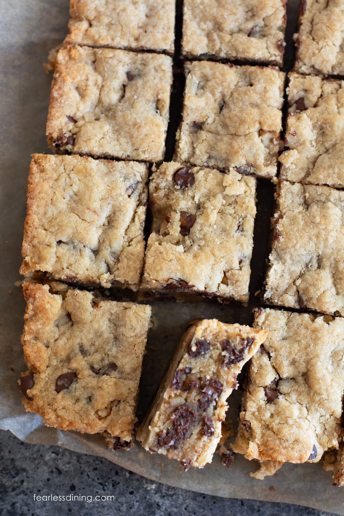 Cut maple walnut bars. One is tilted sideways so you can see the inside.