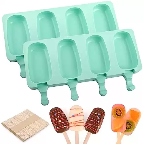 WMKGG Popsicle Cakesicle Silicone Molds Set with 50 Wooden Sticks for Cake Pop