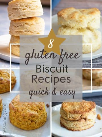 A collage of gluten free biscuit photos.