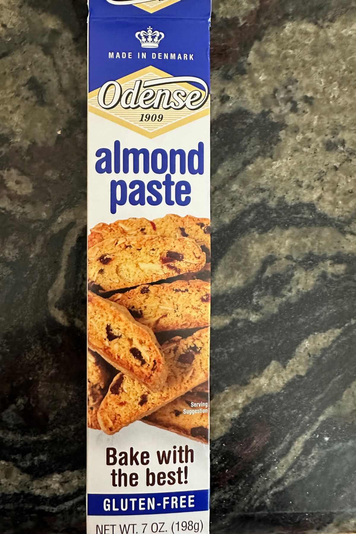 A photo of the gluten free almond paste I used.