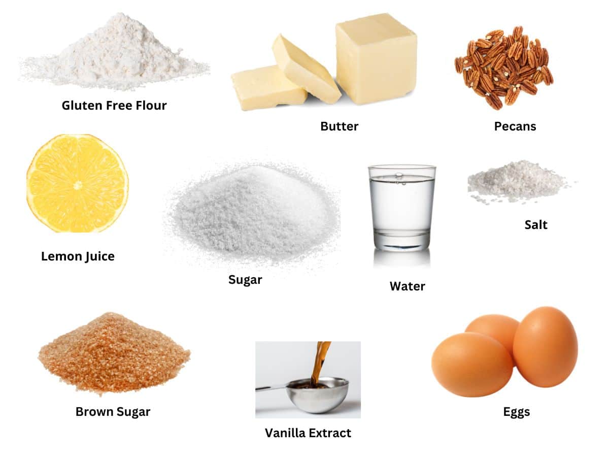 Photos of the pecan pie ingredients.