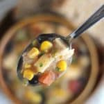 A spoonful of chicken corn chowder.