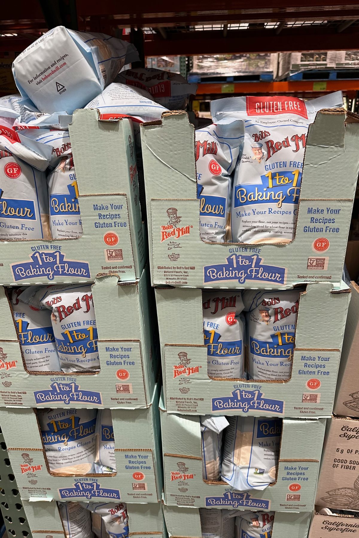 Bags of Bob's Red Mill 1:1 Flour at Costco.