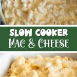 A Pinterest pin image of the slow cooker mac and cheese.