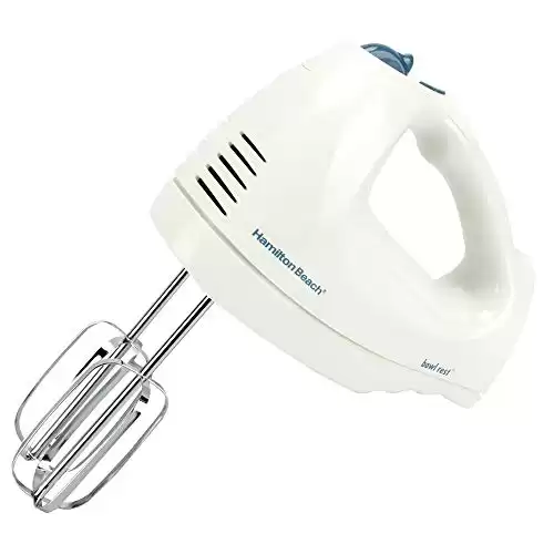 Hamilton Beach 6-Speed Electric Hand Mixer with Whisk, Traditional Beaters, Snap-On Storage Case, White
