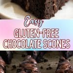 A Pinterest pin image of the gluten free chocolate scones.