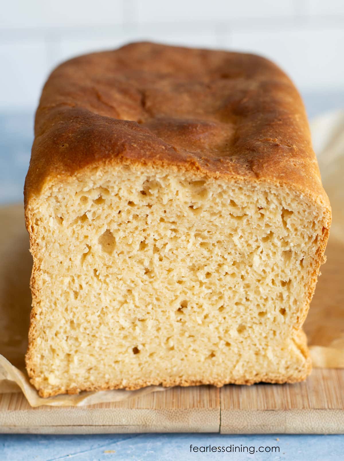 A photo of the inside of the loaf of bread.