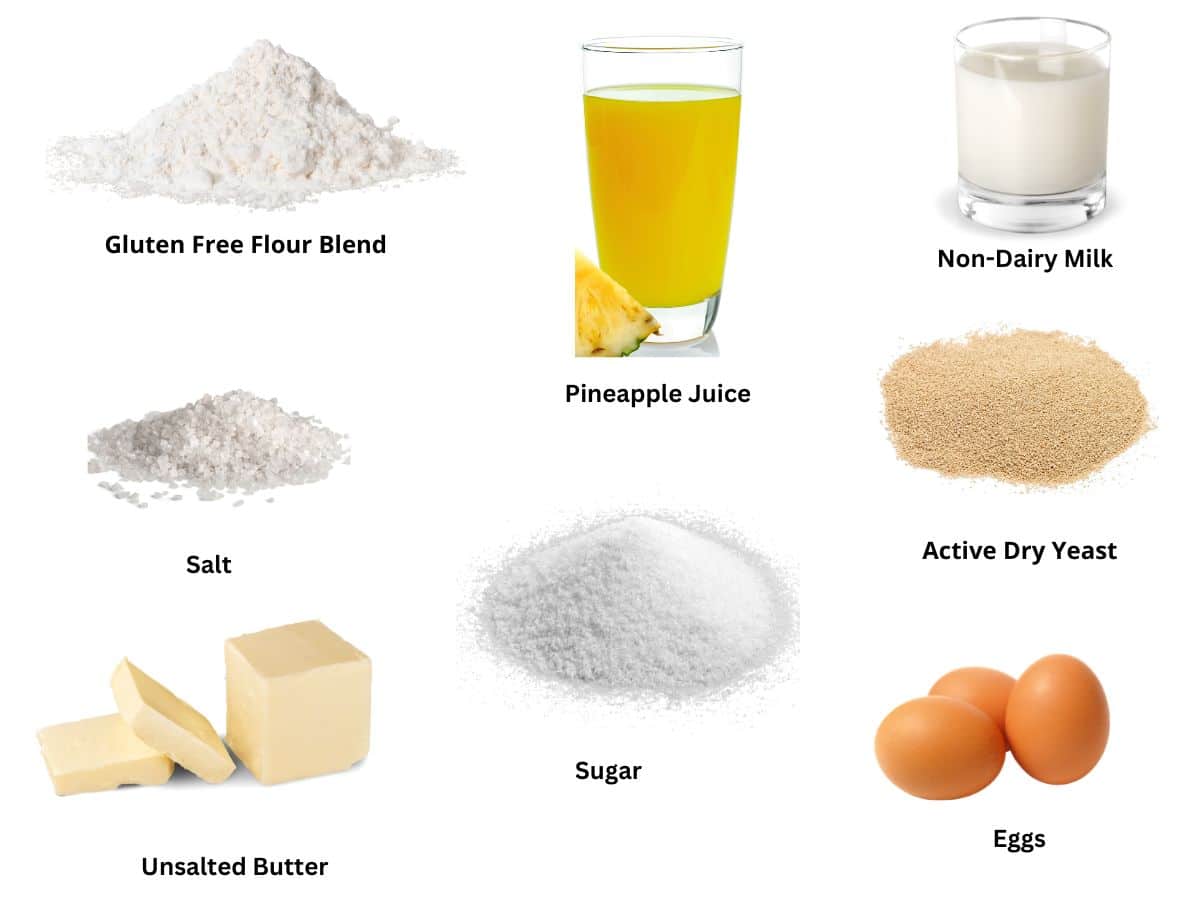 Photos of the Hawaiian bread ingredients.