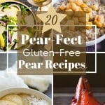 A Pinterest pin image of four pear recipes.