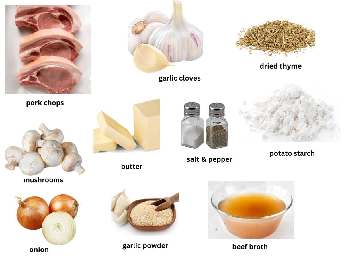 Photos of the pork chop ingredients.