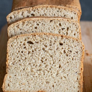 A photo of the gluten-free whole grain bread I baked with this flour blend.