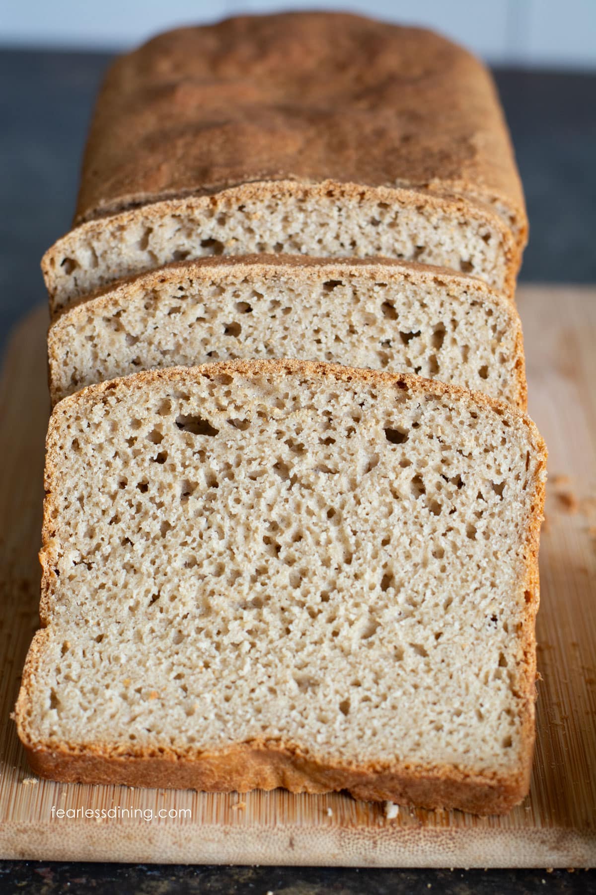 A photo of the gluten-free whole grain bread I baked with this flour blend.