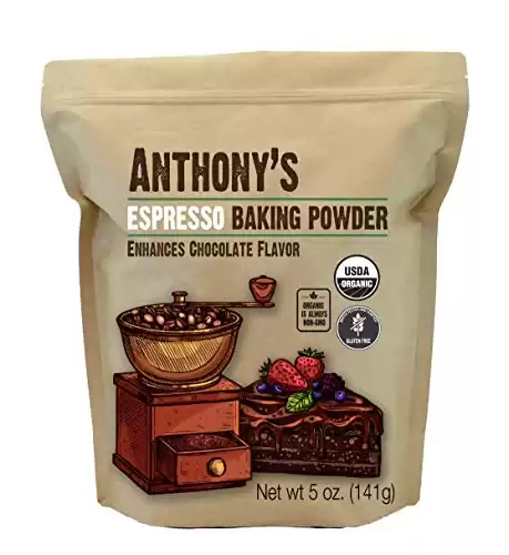 Anthony's Organic Espresso Baking Powder, 5 oz, Gluten Free, Non GMO, Enhances Chocolate Flavor