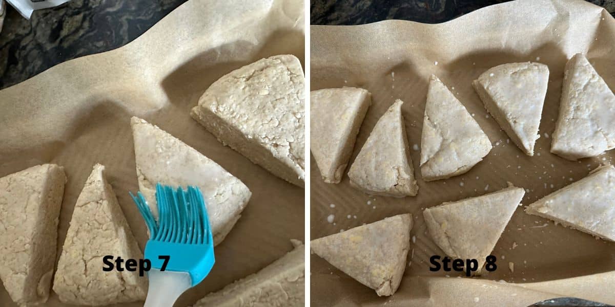 Photos of steps 7 and 8 making the scones.