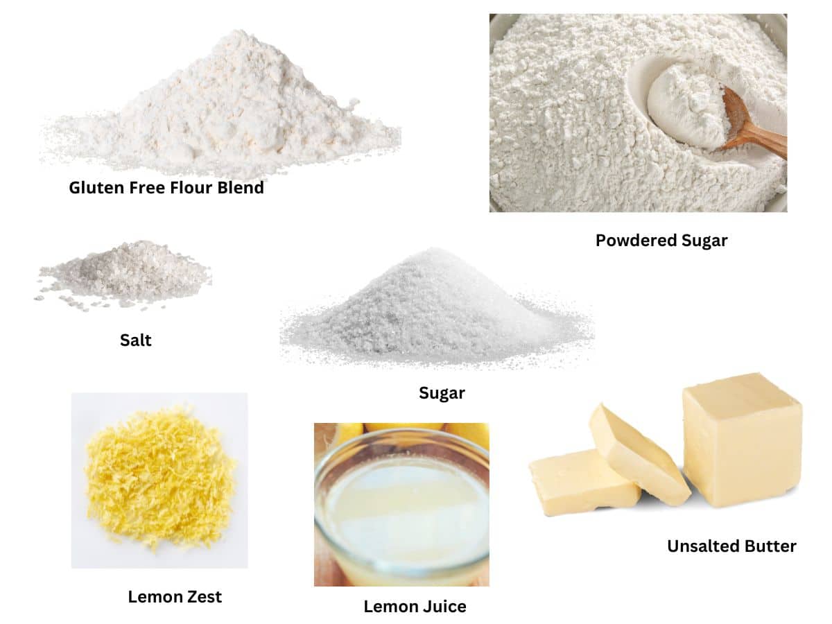 Photos of the lemon shortbread cookies ingredients.