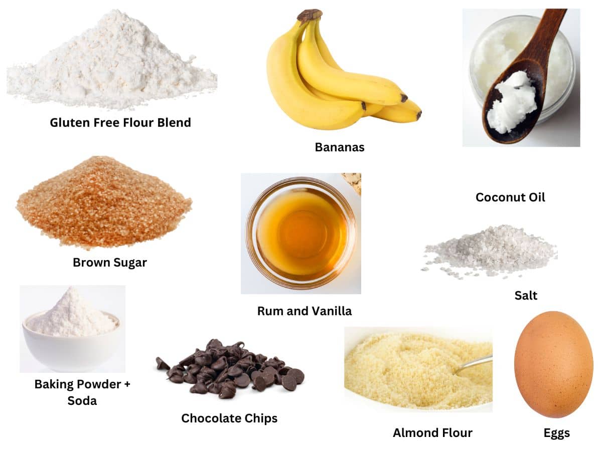 Photos of the banana bars ingredients.