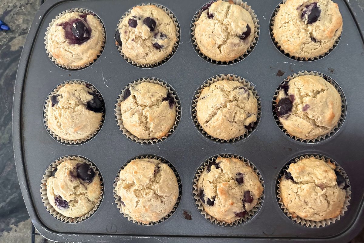 The baked muffins in a muffin tin.