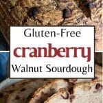 A Pinterest pin image of the cranberry sourdough bread.