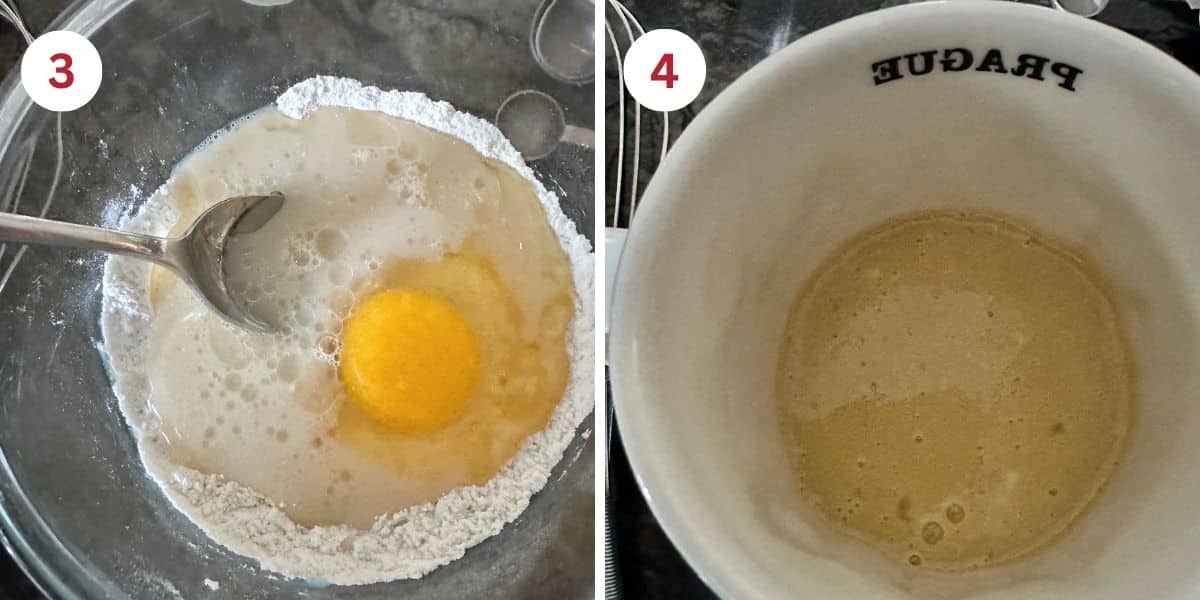Photos mixing up the cake batter for the mug cake.