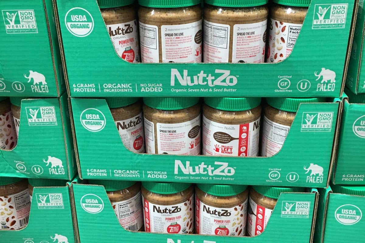 Nutt Zo nut butter in boxes at Costco.