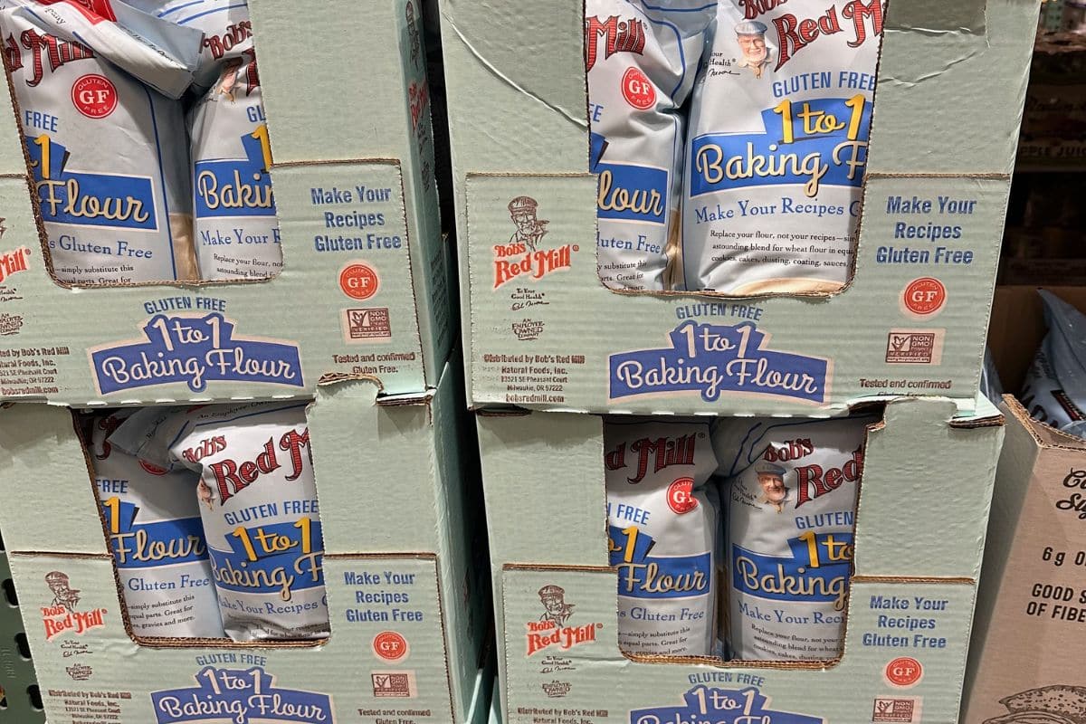 Bags of Bob's Red Mill 1:1 flour at Costco.