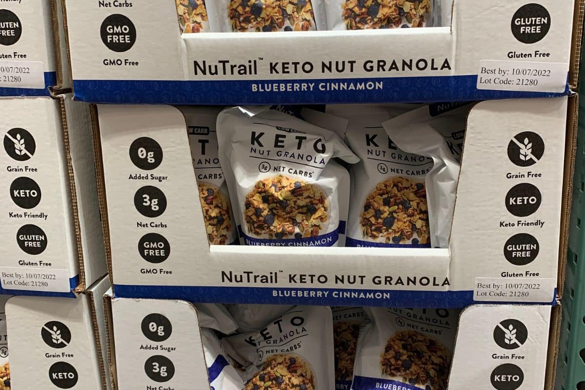 Boxes of keto granola by NuTrail.