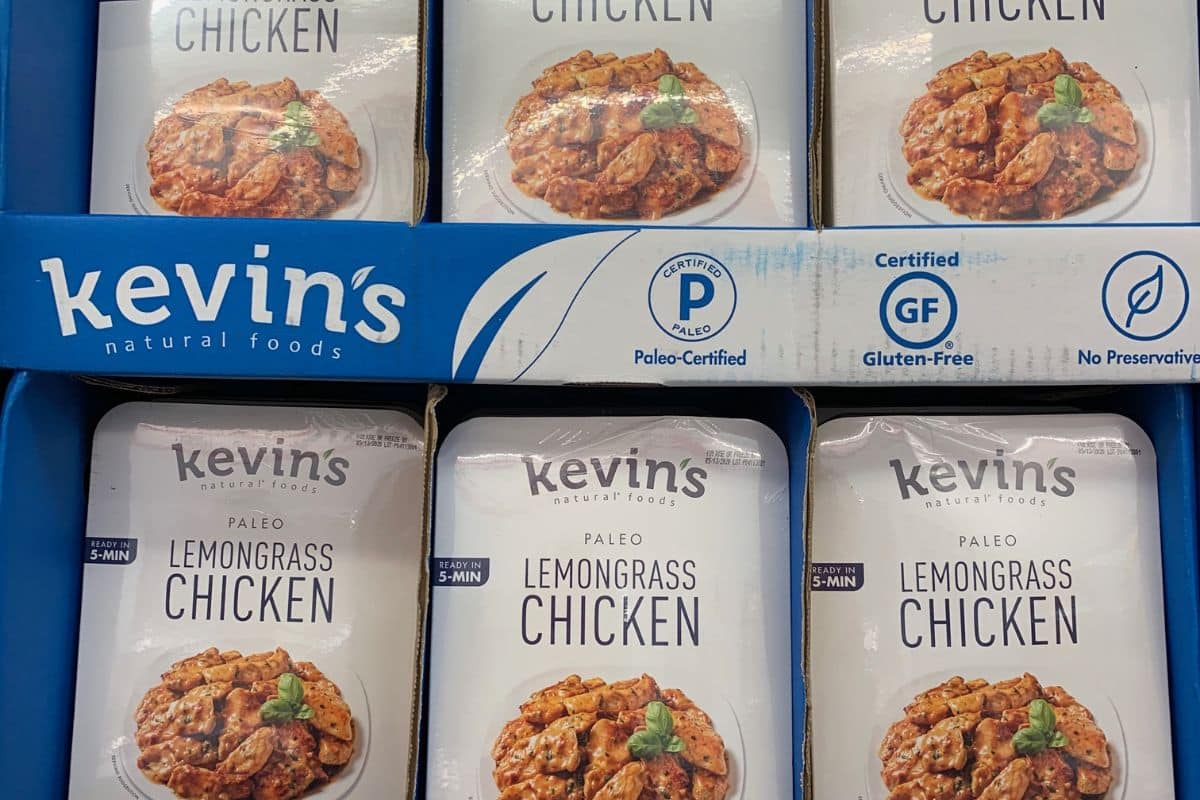 Kevin's Chicken packages in the refrigerator section of Costco.