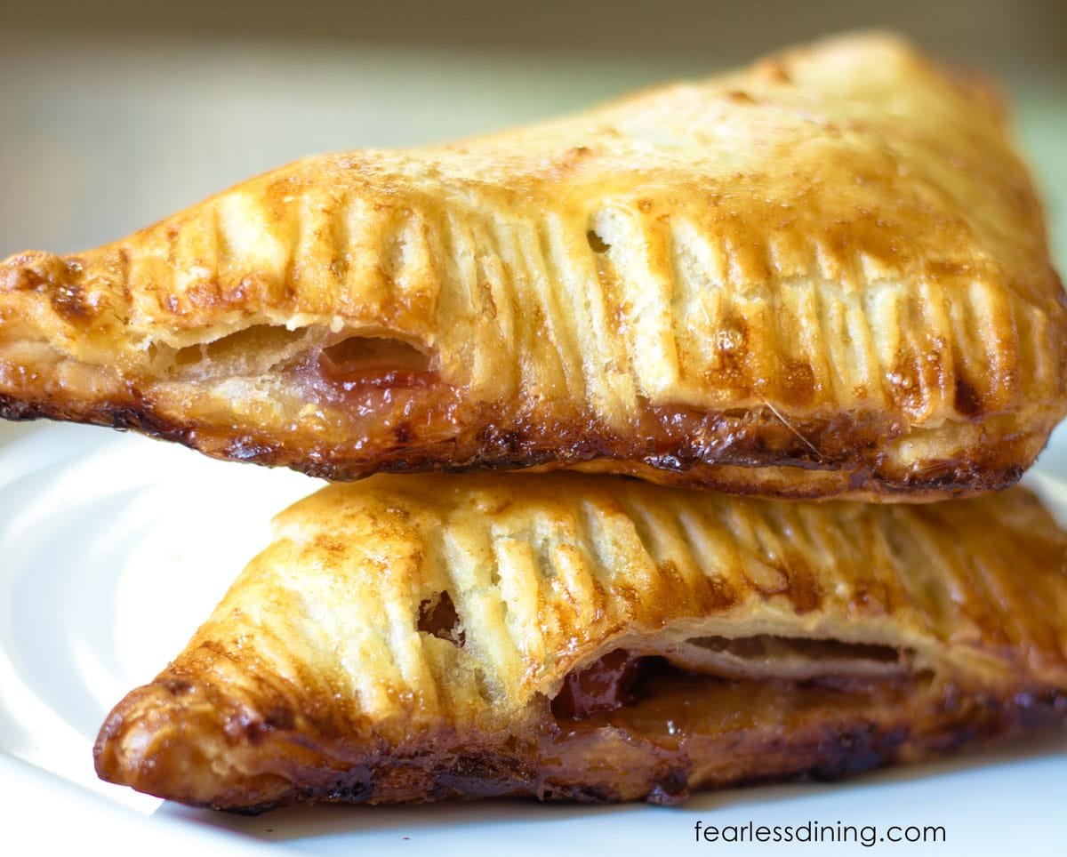 Two turnovers stacked on top of each other.