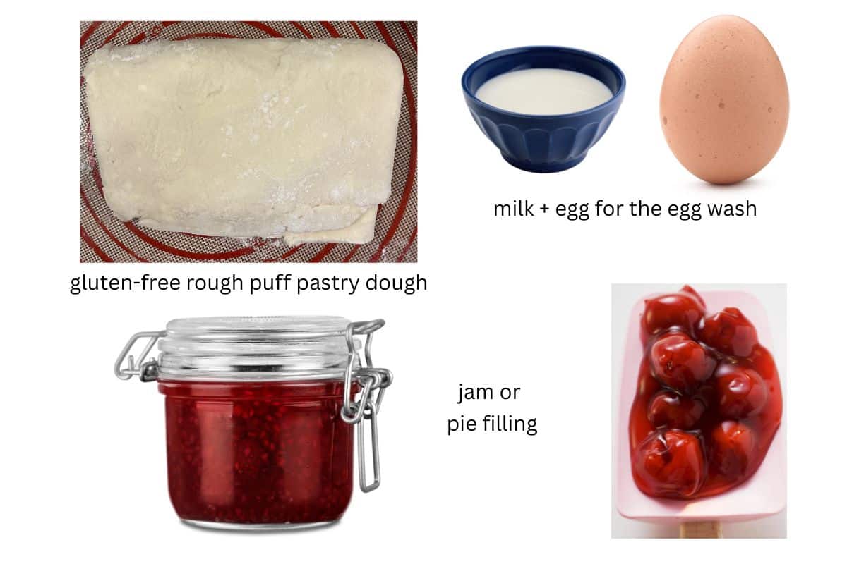 Photos of the pastry ingredients.