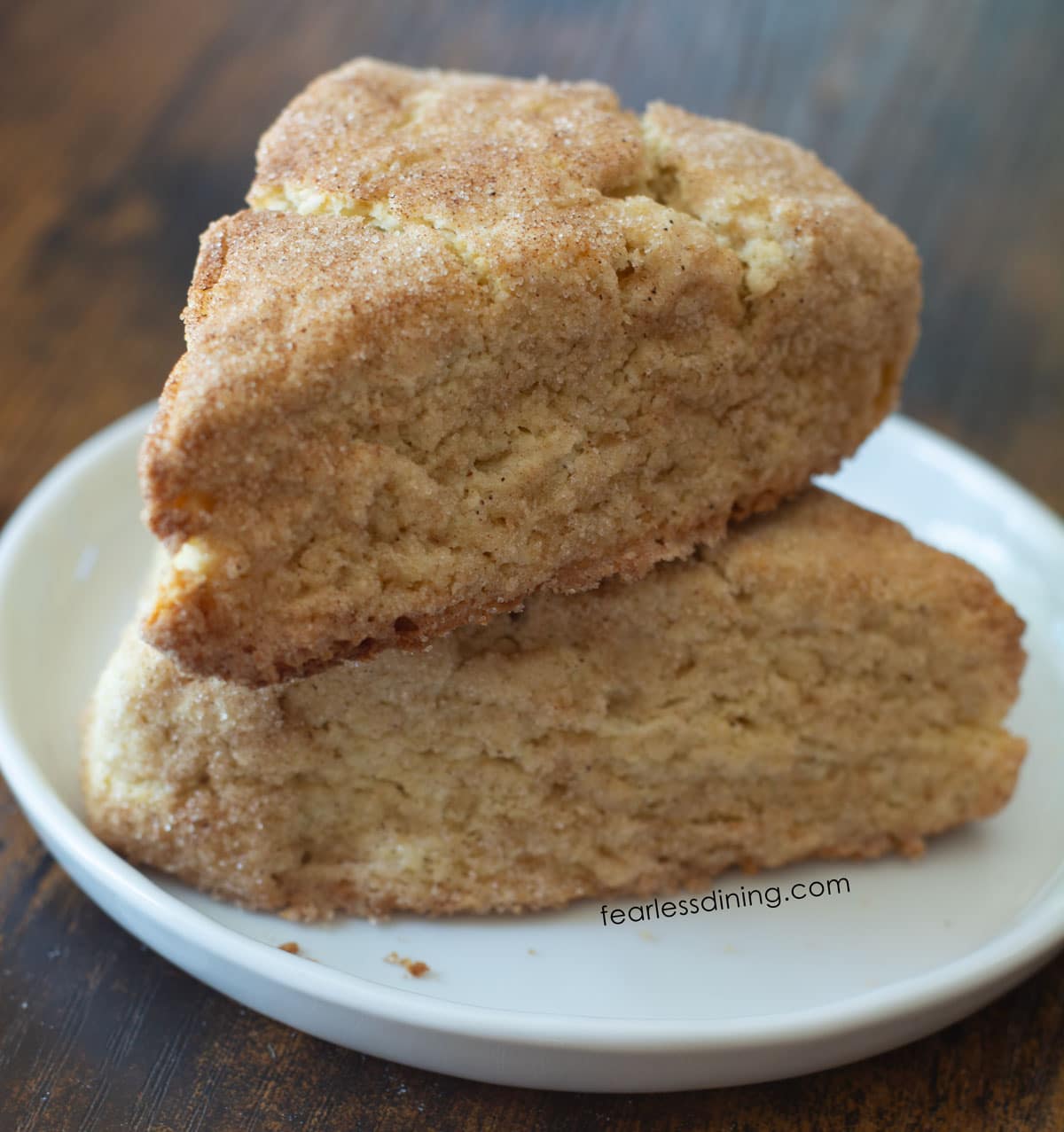 Two scones stacked on top of each other.