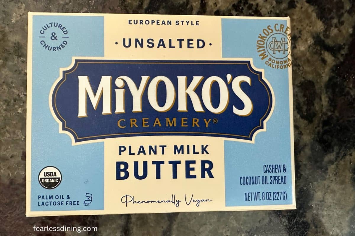 A photo of the box of Miyoko's dairy free butter I used.