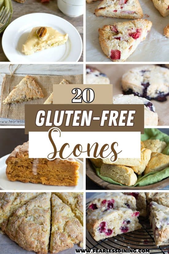 Photos of eight gluten-free scone flavors.