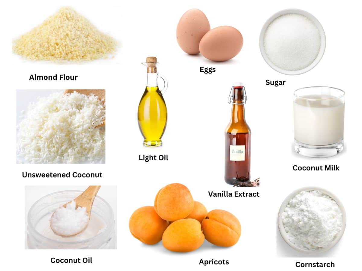 The apricot tarts ingredients used in this recipe.