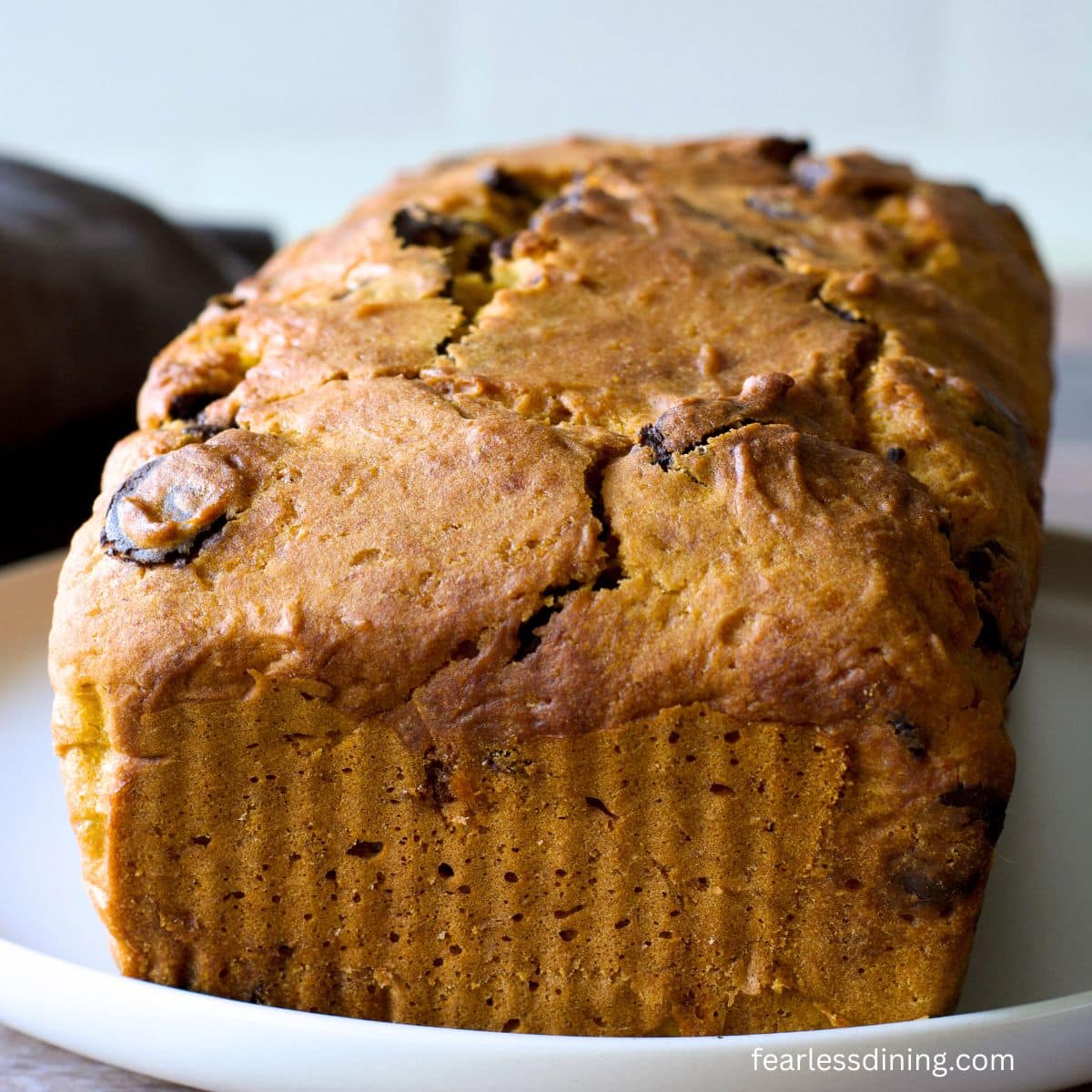 A photo of the front of the whole baked loaf.
