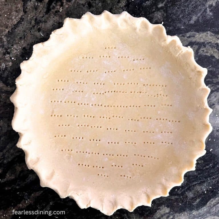 A gluten-free sourdough pie crust ready to bake.
