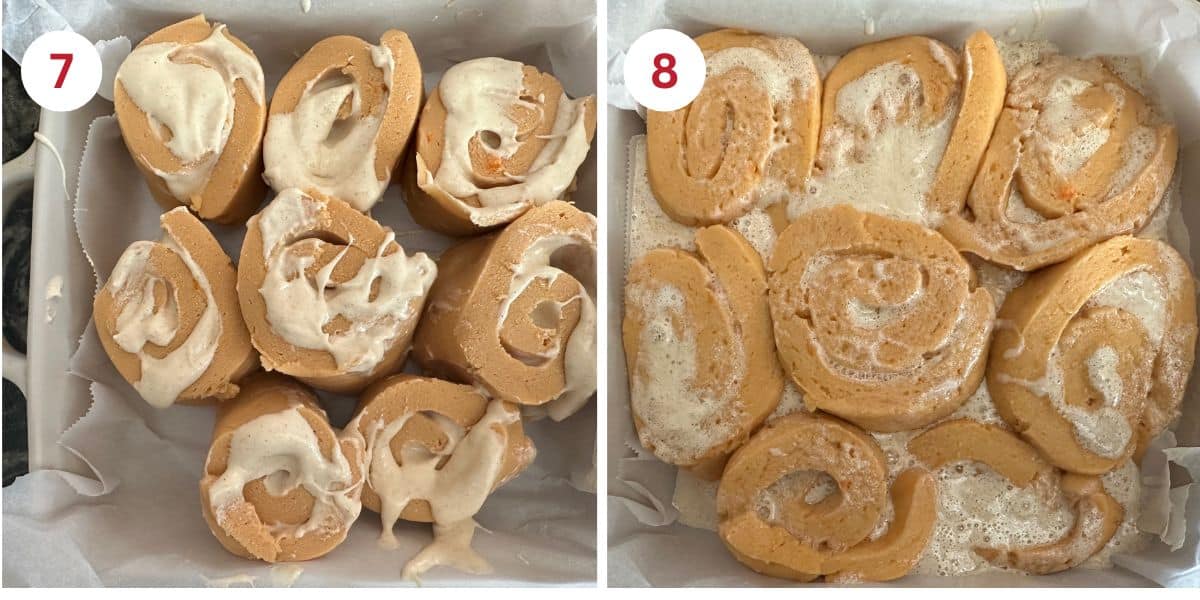 Photos of the rolls before and after the rise.