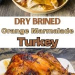 A Pinterest pin image of the roasted turkey.