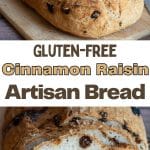 A Pinterest pin image of the artisan bread.